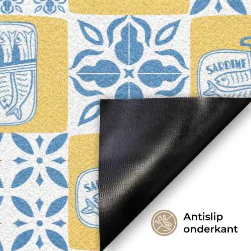 Zee - Geel - Blauw - Wit Deurmat klein 898 -antislip_NL