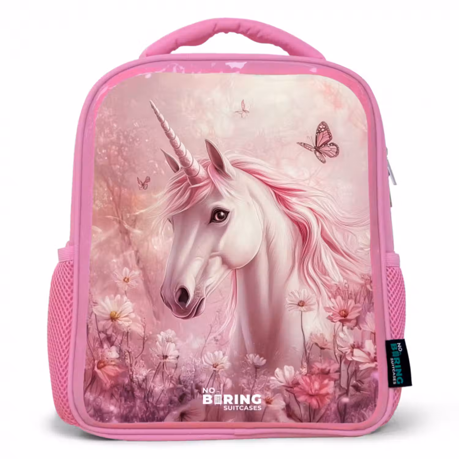 Kinderrucksack - Rosa - Einhorn - Rosa - Schmetterlinge - Blumen