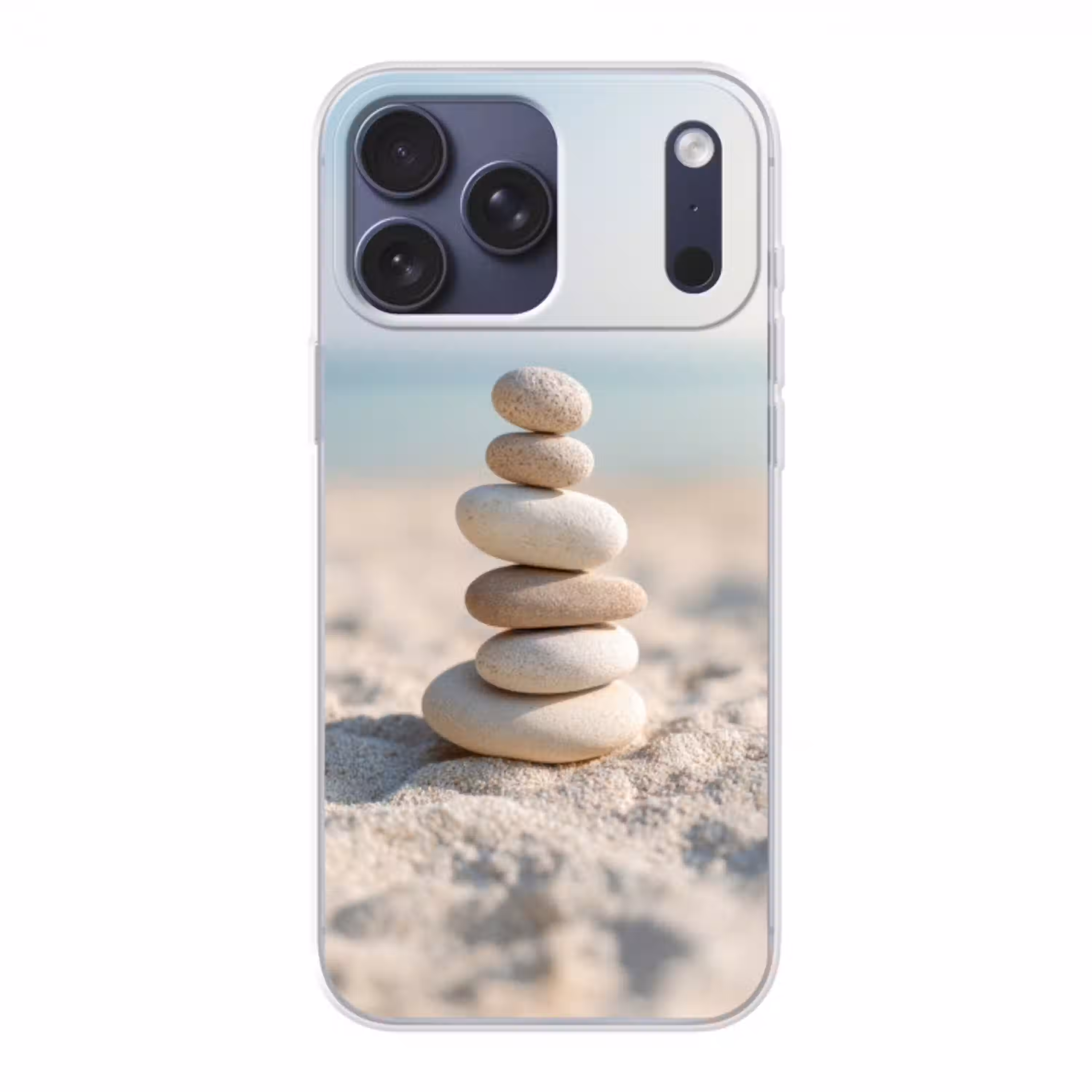 Stenen - Stapel - Zand - Zee Telefoonhoesje iPhone 17 Pro Max klein -3d