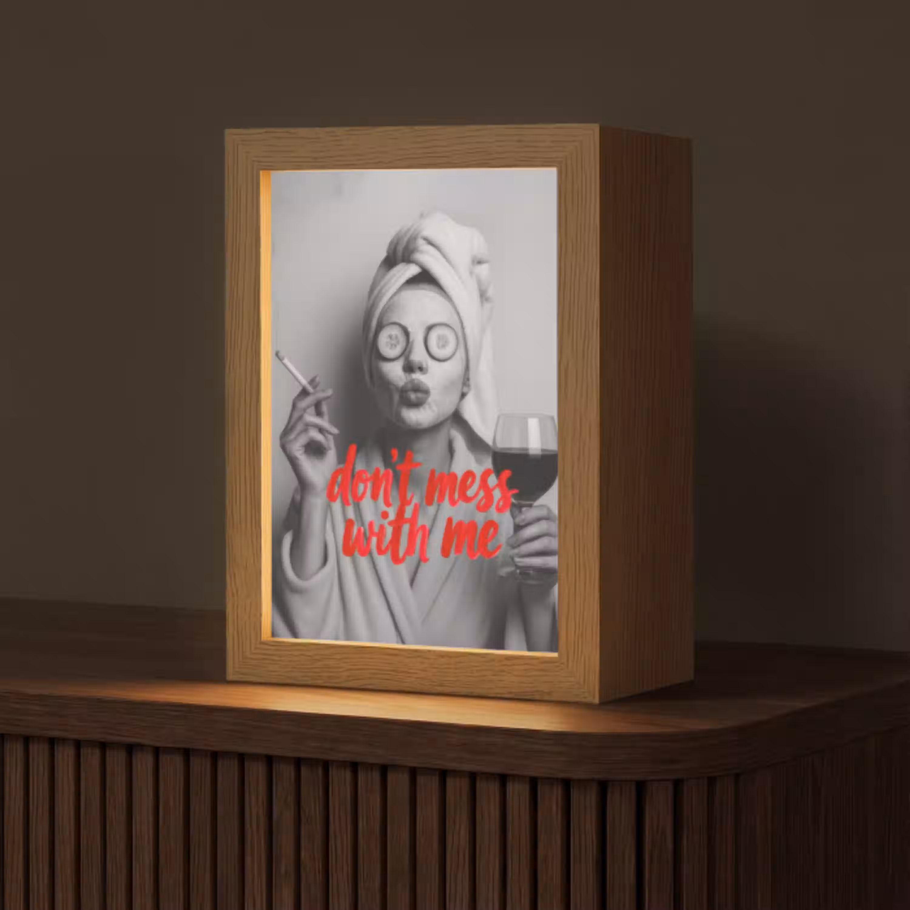 Don't mess with me - Wijn - Vrouw - Sigaret Light Box met kabel (Tafellamp) klein -z3d_website