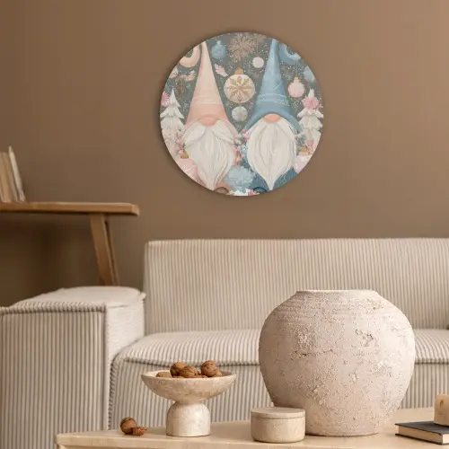 Kerst - Gnomen - Pastel Akoestische PET Vilt - Rond klein -sfeer1