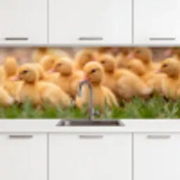Pijltje - Eend - Natuur - Geel keuken achterwand 2 middel -3d
