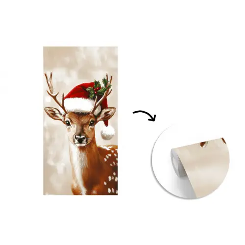 Kerst - Hert - Gewei - Rood fotobehang vinyl groot -3d