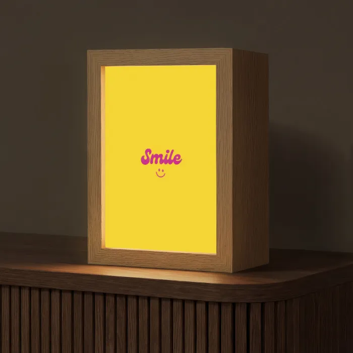 Smile - Geel - Roze Light Box met kabel (Tafellamp) klein -z3d_website
