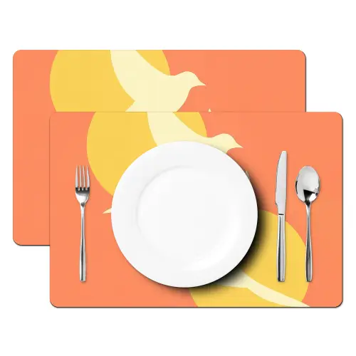 Vogels - Cirkels - Geel Placemat vinyl groot -zzsfeer2_Kitchenyeah-website