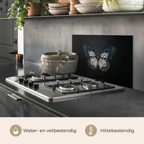 Vlinder - Monochroom - Balans keuken achterwand spatscherm klein -usp_NL