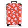 Patronen - Patroon van blije emoji's op rode achtergrond NBS - Handbagage koffer - Kinderen Unisex middel -productfoto_recht