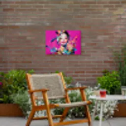 Vrouw - Portret - Abstract - Paars Tuinposter op houten frame 2 cm dik klein -sfeer3