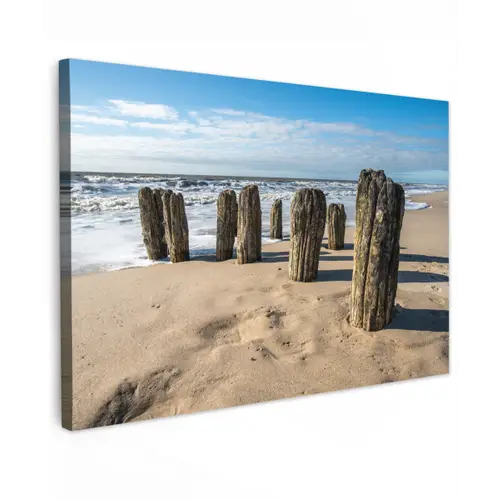 Zand - Strand - Paal - Water - Zomer canvas 2cm klein -z3d