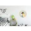Vrouw - Bloem - Geel - Minimalistisch Wandcirkel aluminium klein -kinderkamer