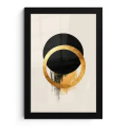 Abstract ontwerp - Zwarte cirkel - Verfvlekken fotolijst zwart zonder passe partout klein -3d