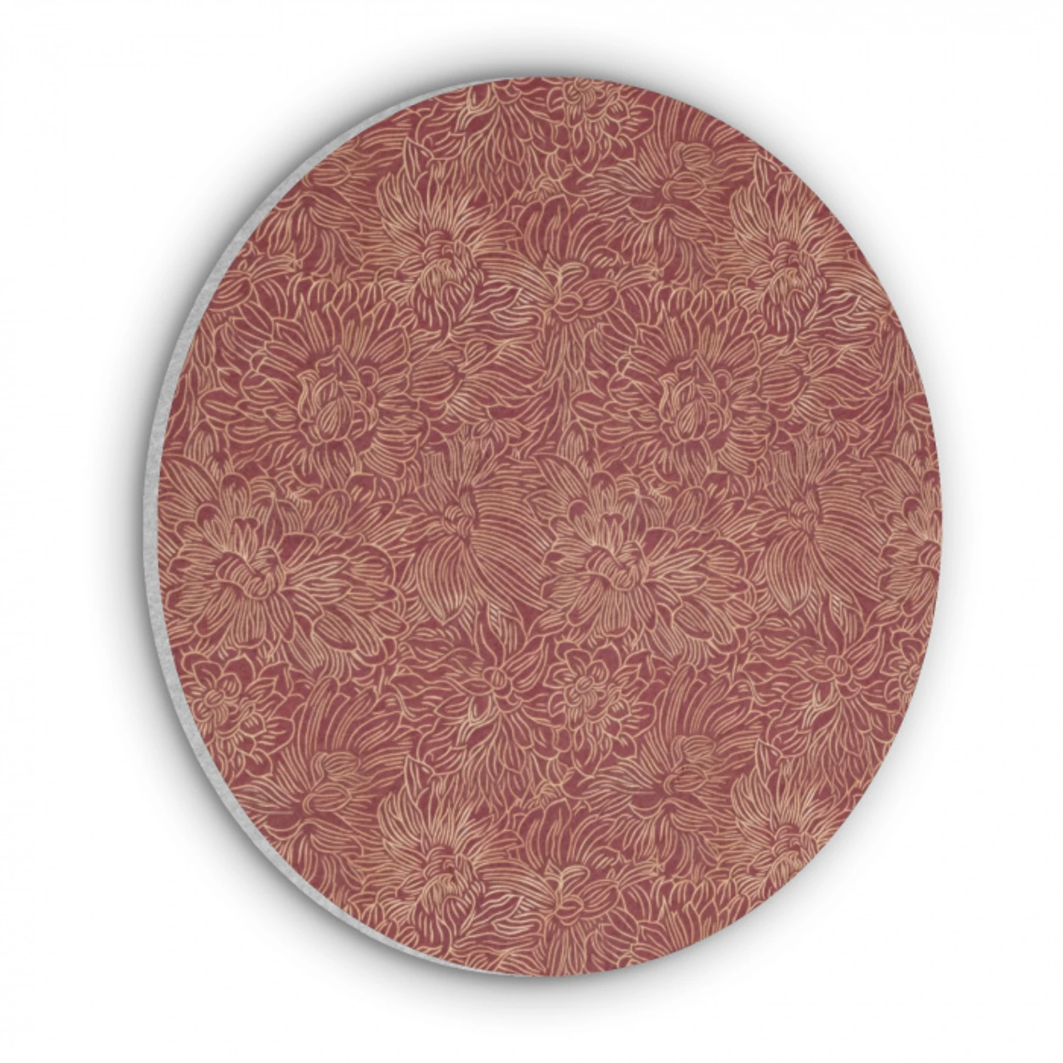 Bloemen - Motief - Rood Akoestische PET Vilt - Rond klein 838 -3d