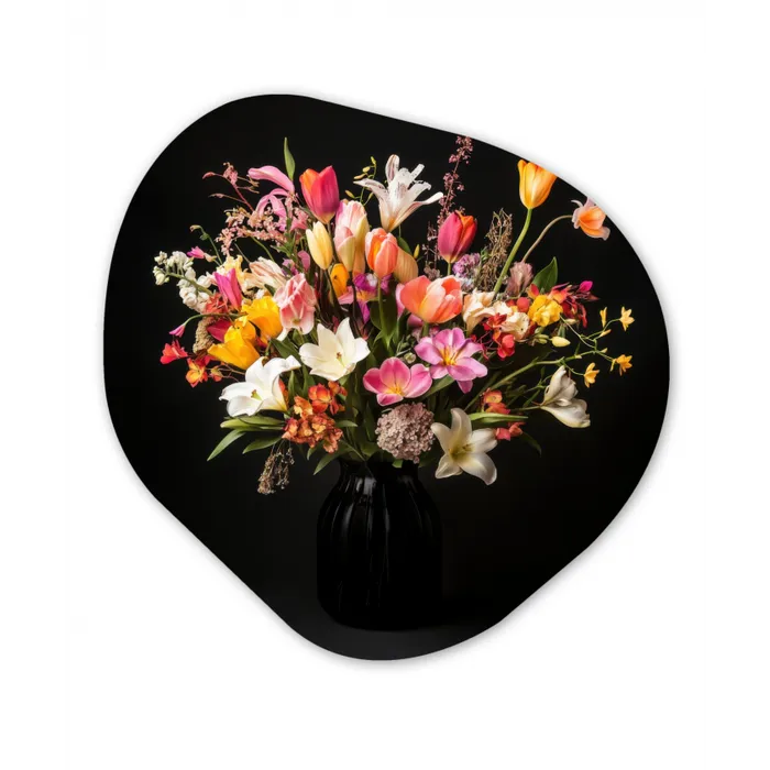 Vaas - Bloemen - Tulpen Wandcirkel Organisch Forex 3mm klein -3d