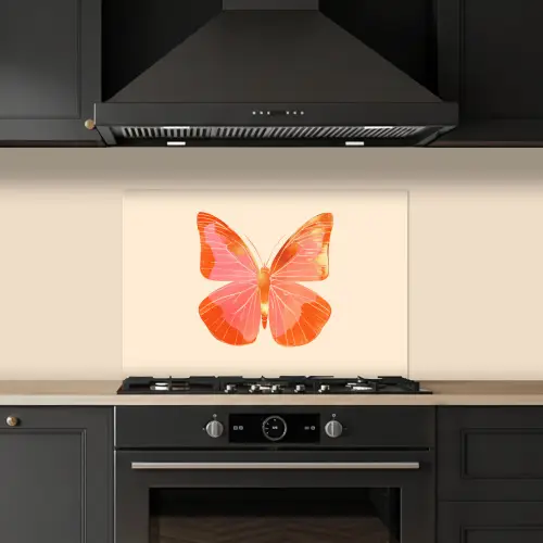 Vlinder - Minimalistisch - Roze keuken achterwand spatscherm klein -sfeer1