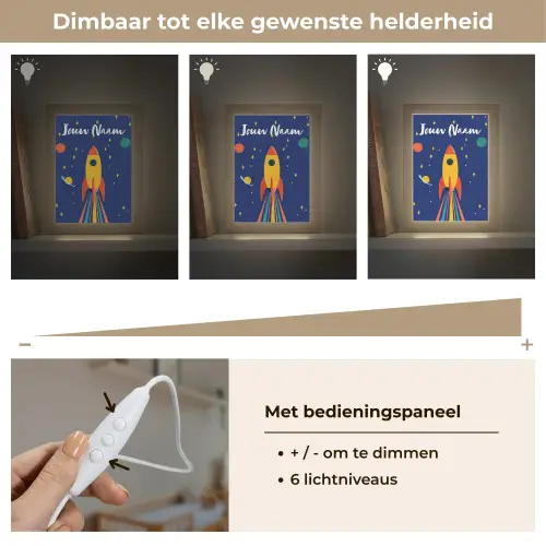 Kleurrijk - Raket - Ruimte Light Box met kabel (Kinderlampje) klein -USP_dimbaarNL