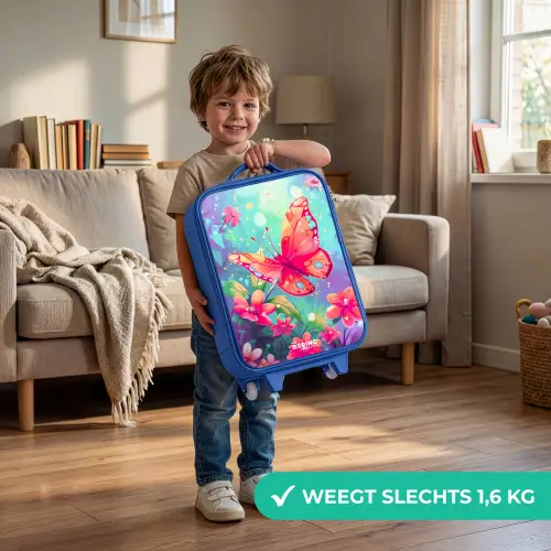 Verbluffende vlinder Kinderkoffer - Blauw klein -sfeer2_NL