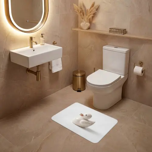 Badeend - Minimalistisch - Wit WCmat klein -sfeer3