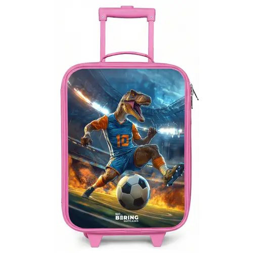 T-Rex als voetballer in vol stadion Kinderkoffer - Roze klein -zz3dotto