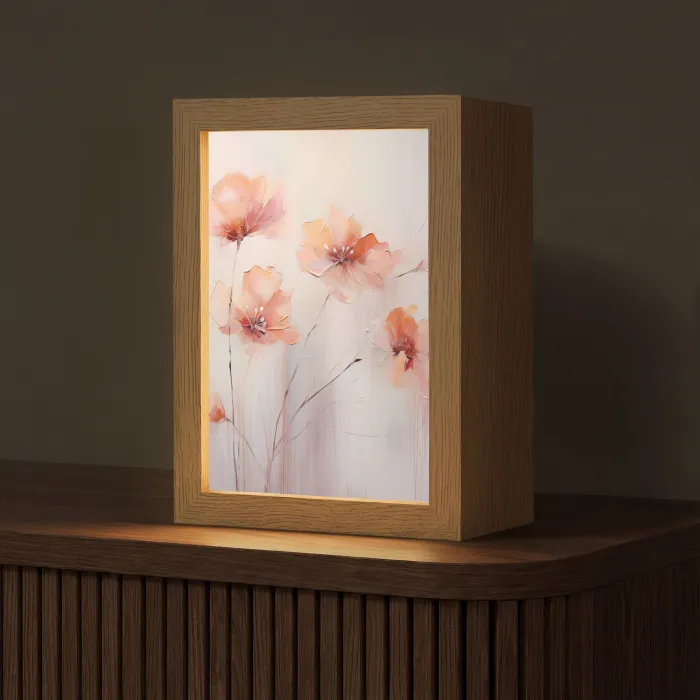 Klaproos - Bloemen - Kunst - Abstract - Watercolor Light Box met kabel (Tafellamp) klein -z3d_website