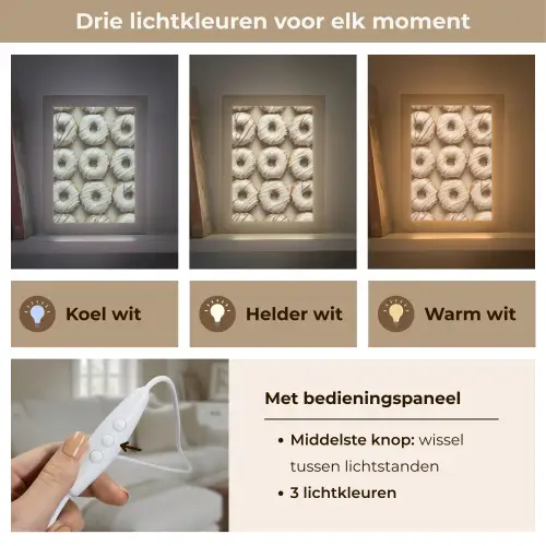Donuts - Chocolade - Wit - Beige Light Box met kabel (Tafellamp) klein -USP_lichtkleurNL