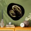 Garnalen - Zwart - Goud - Dieren Wandcirkel Organisch Plexiglas middel -sfeer2