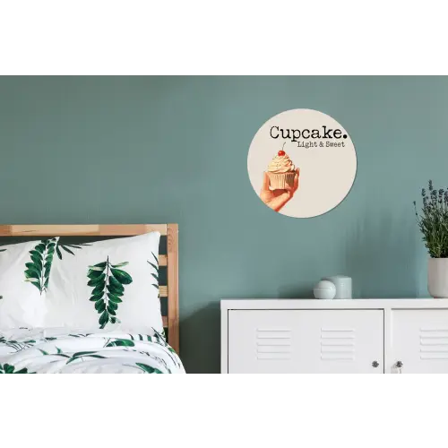 Cupcake - Zoet - Kers Wandcirkel aluminium klein -slaapkamer