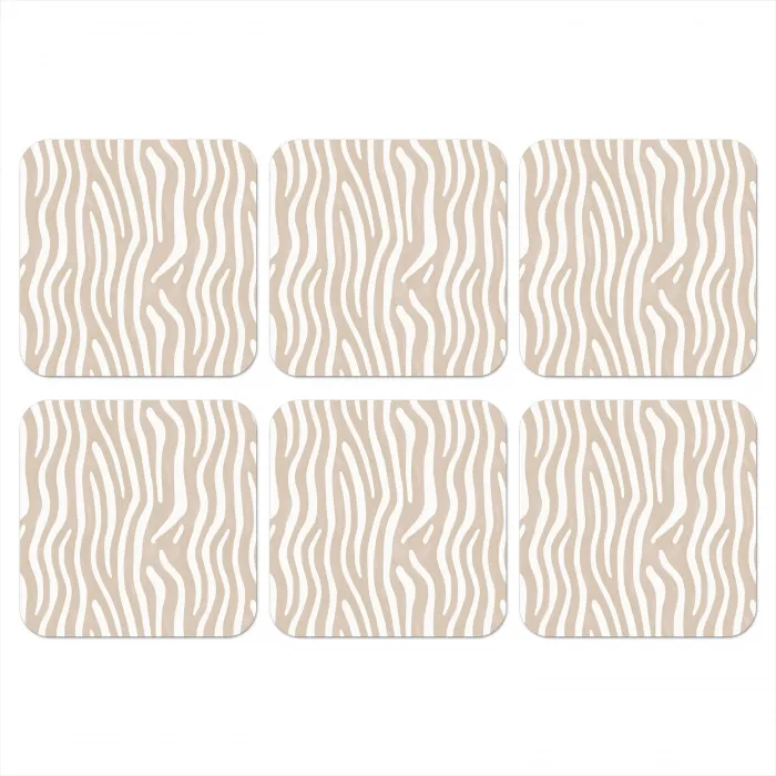Abstract - Zebra - Beige onderzetter kurk middel 366 -3d