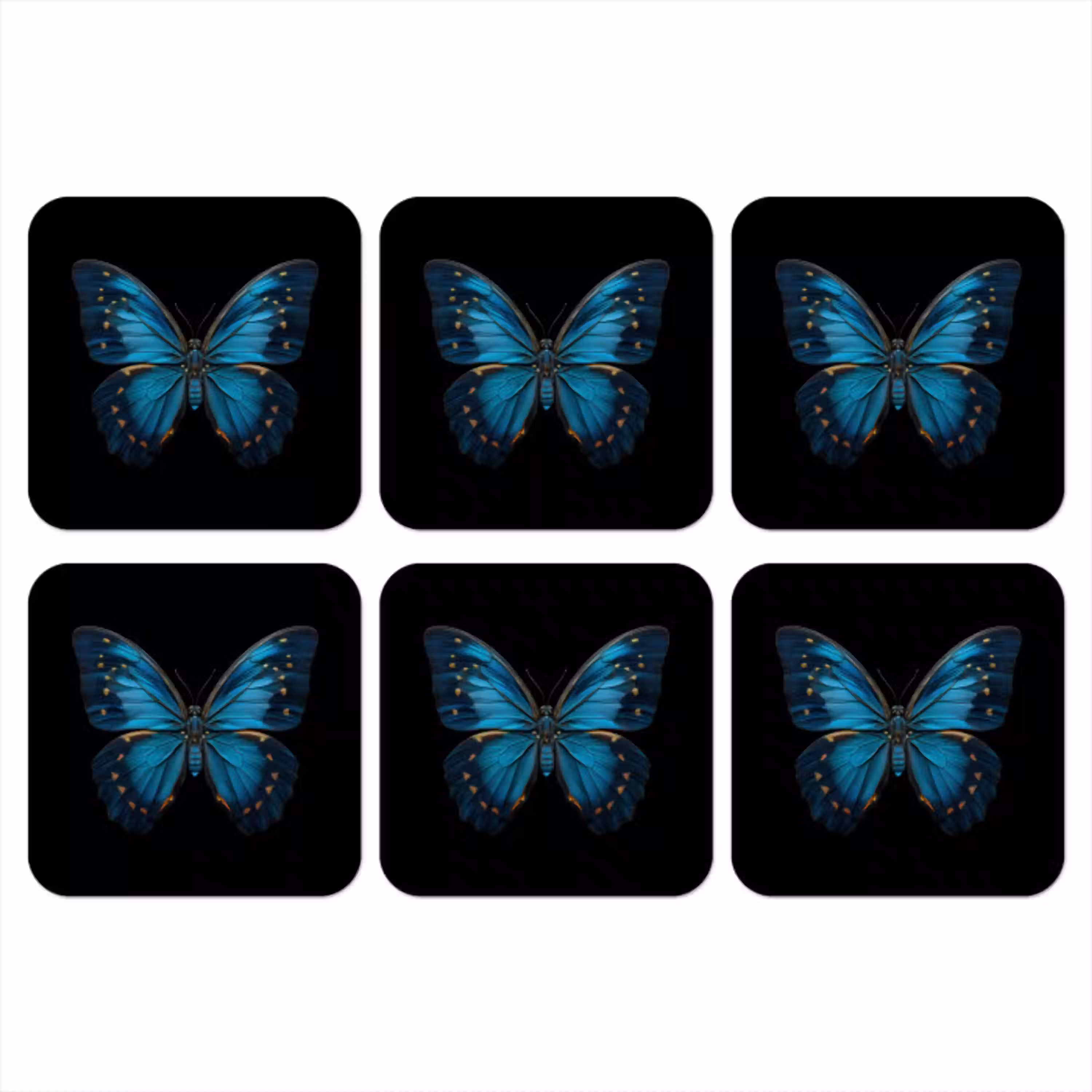 Vlinder - Blauw - Contrast onderzetter kurk middel -3d