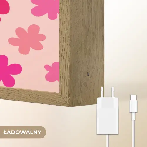 Bloemen - Patroon - Roze Light Box met batterij (Wandlamp kind) middel -USP_websiteoplaadbaarNL