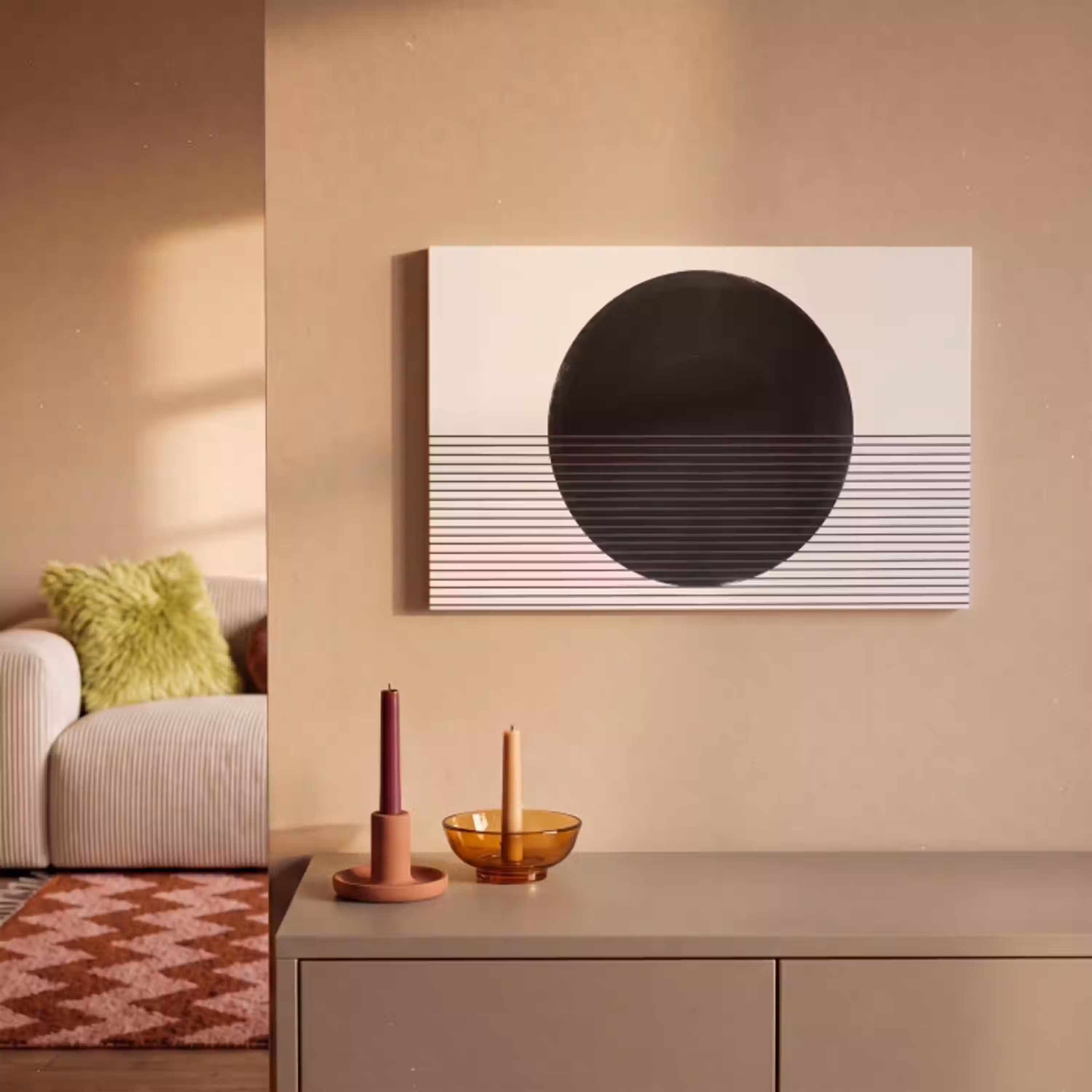 Cirkel - Lijnen - Abstract canvas 2cm klein -sfeer1