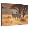 Zebra's - Savannelandschap - Gras Textielframe zwart klein -3d