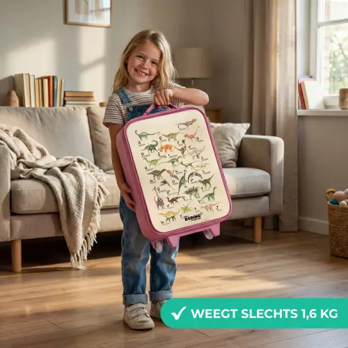 Dino alfabet Kinderkoffer - Roze klein -sfeer2_NL