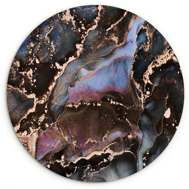 Marmer - Goud - Rosé Wandcirkel kunststof plaat 5mm dik klein -3d