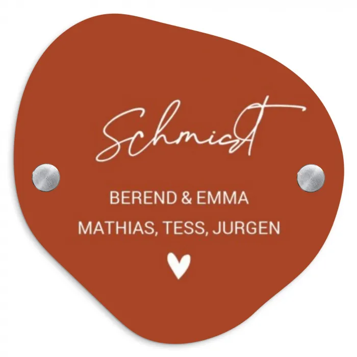 Roestbruin - Sierlijk Naambord Organisch middel -3d