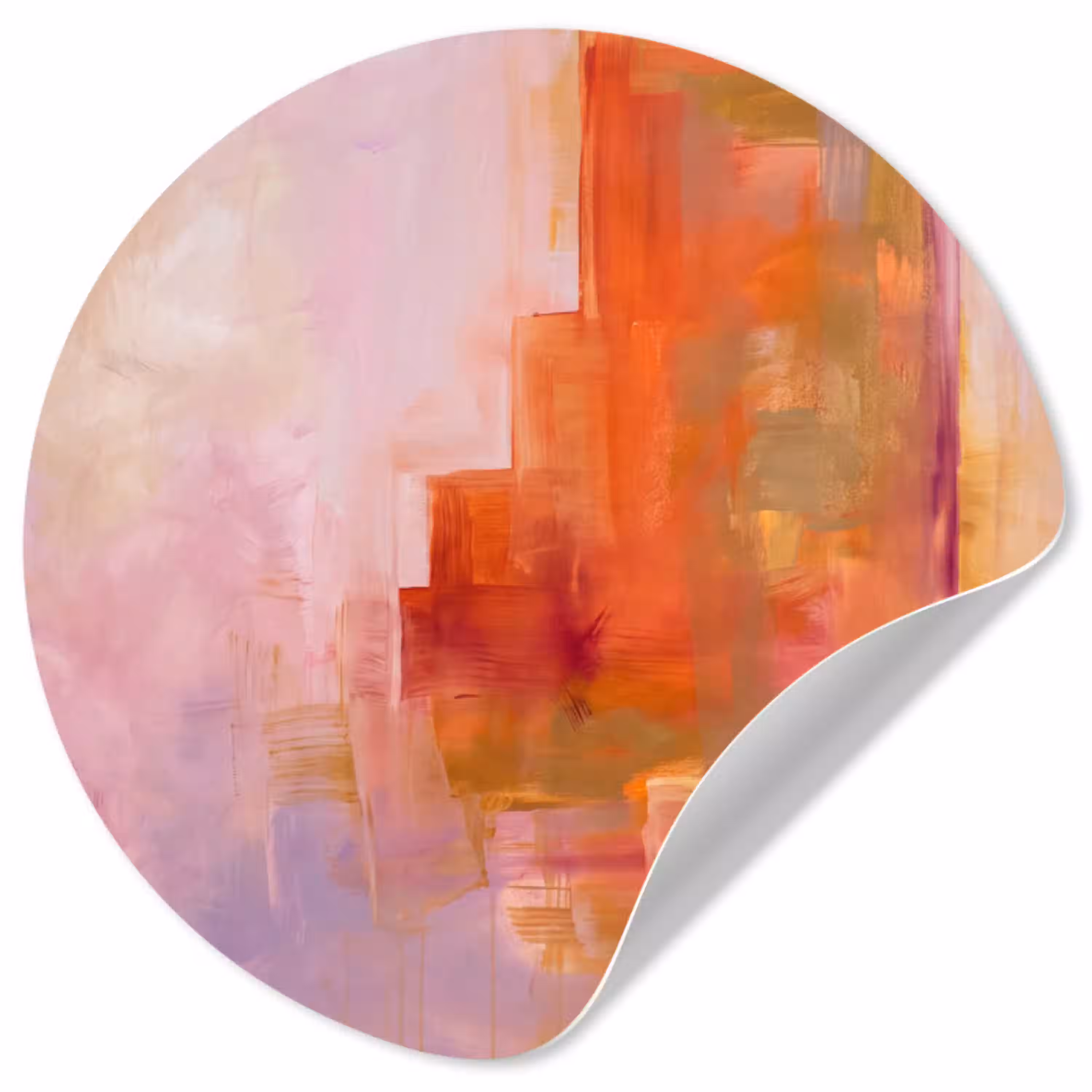 Abstract - Borstelstreken - Kunst - Paars - Goud Wandcirkel behangsticker klein -3d
