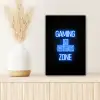 Gaming - Tekst - Gaming zone - Neon - Blauw canvas 2cm klein -sfeer5