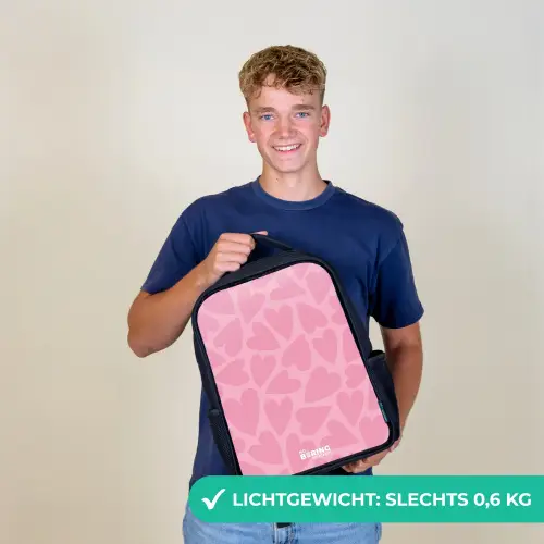 Roze hartjes patroon Rugzak - Zwart middel -sfeer7_NL