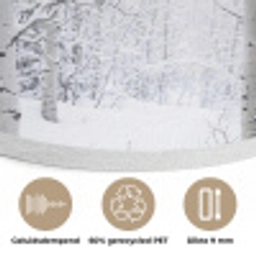 Berkenbomen - Sneeuw - Winter - Bos - Wit Akoestische PET Vilt - Rond klein -closeup_NL