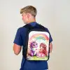 Meisje met paarse draak onder regenboog Rugzak - Zwart middel -sfeer8