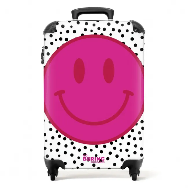 Koffer - Smiley - Roze - Stippen