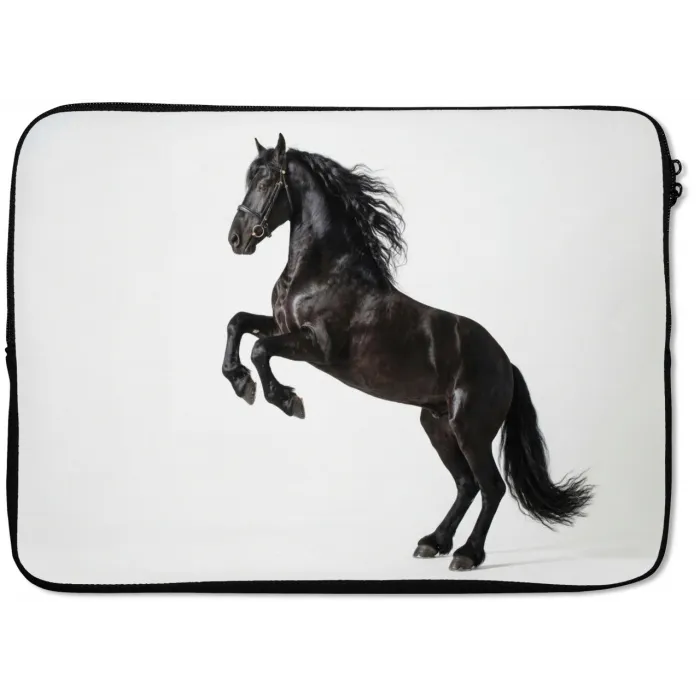 Zwart - Paard - Portret laptophoes neopreen klein -zkaufland3dotto