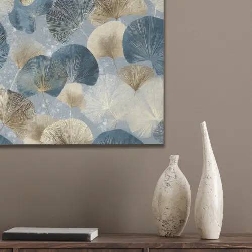 Bladeren - Abstract - Goud - Blauw PET vilt klein -sfeer6_closeup