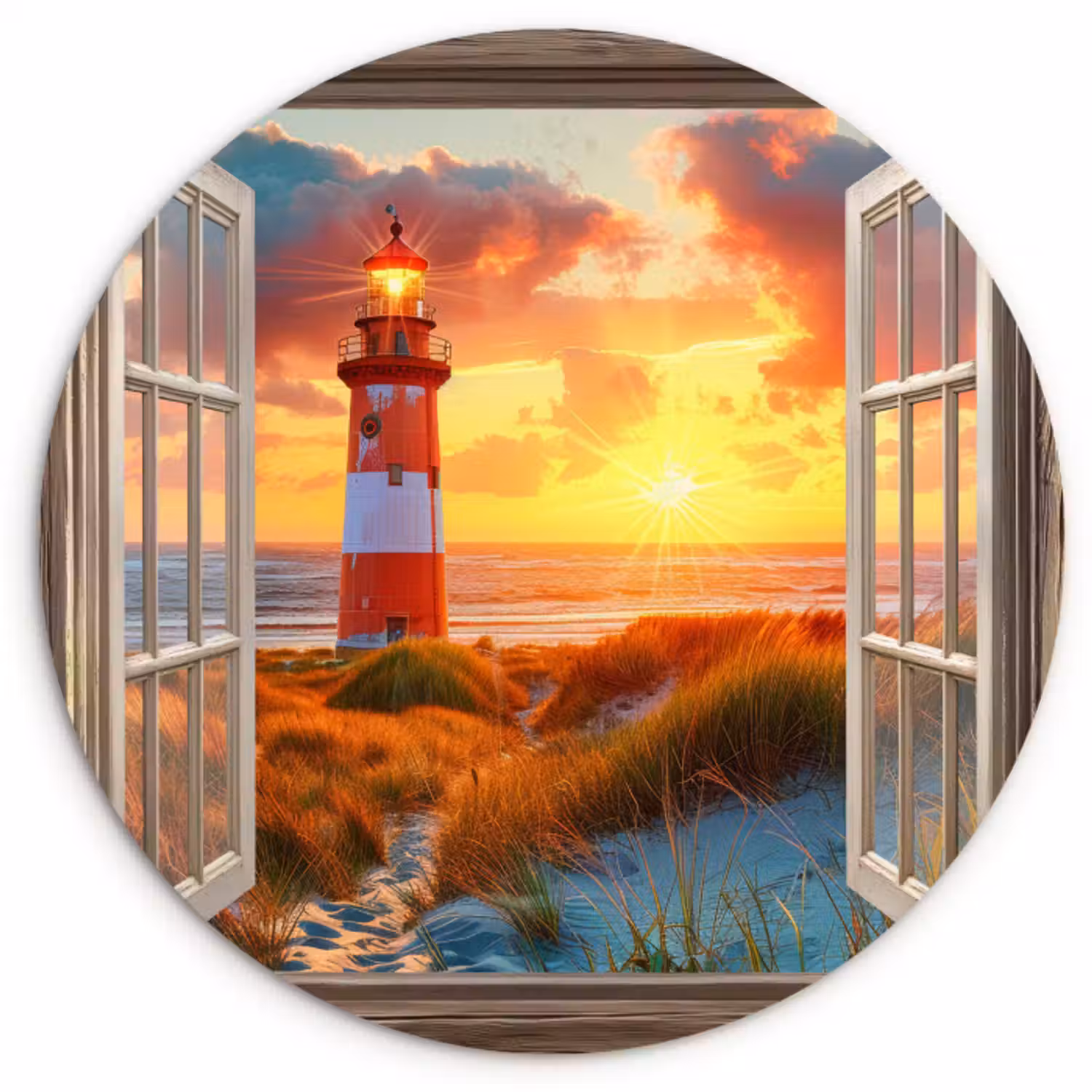 Muurcirkel - Doorkijk - Raam - Vuurtoren - Zonsondergang - Strand