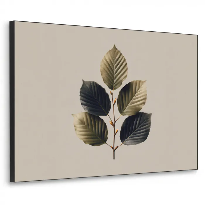 Beukenbladeren - Bruin - Groen - neutraal Textielframe - compleet frame klein -3d