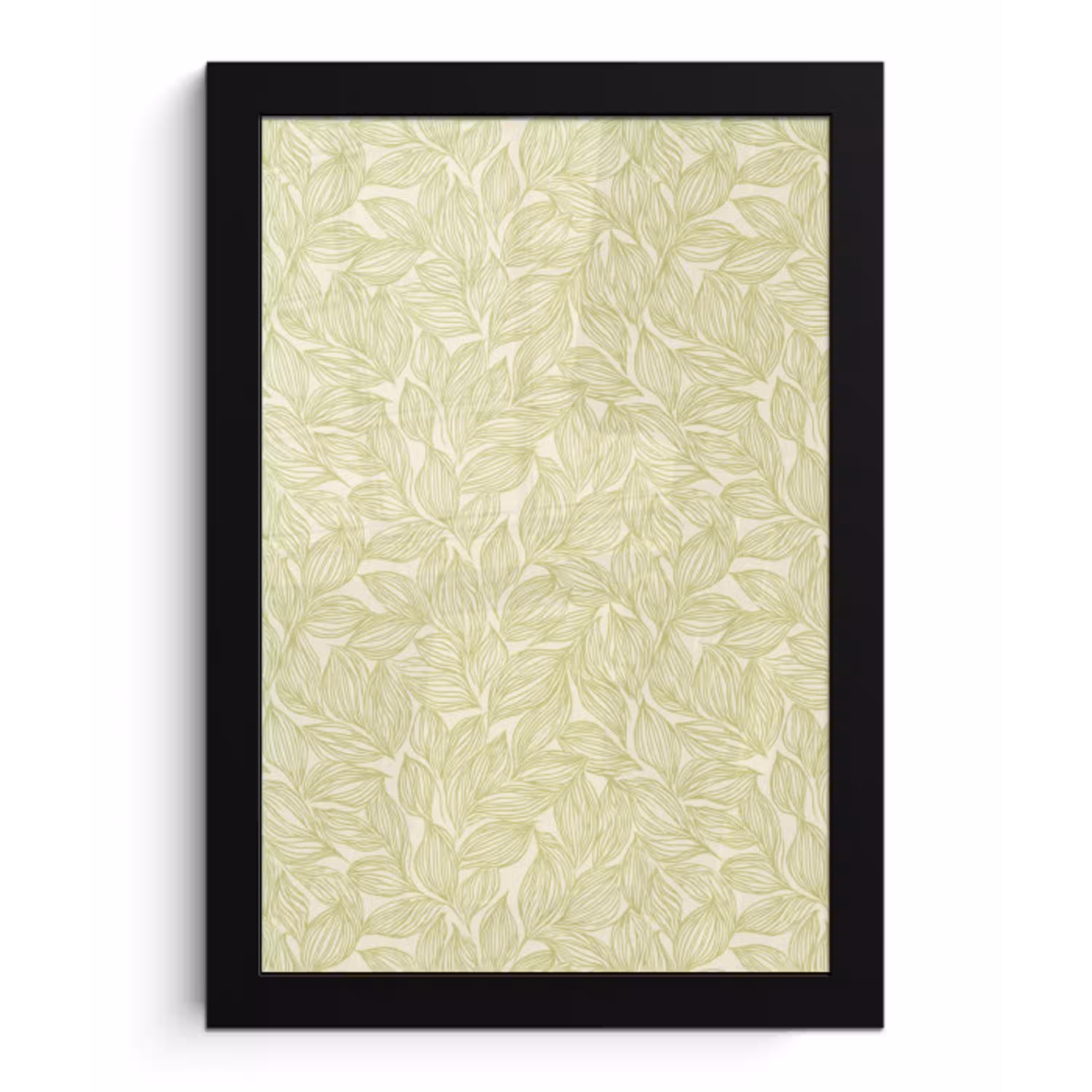 Saliegroen - Botanisch - Bladeren - Handgetekend - Patroon fotolijst zwart zonder passe partout klein 224 -3d