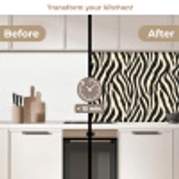 Zebra - Print - Klassiek - Zwart keuken achterwand 2 middel 871 -voor-na2_UK