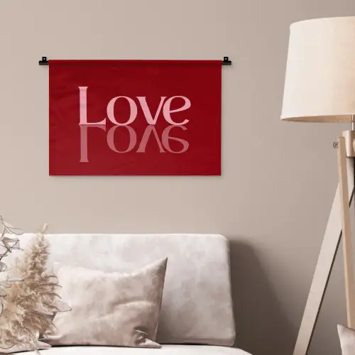 Love - Spiegeling - Rood Wandkleed katoen klein -sfeer4