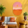 Zon - Abstract - Landschap - Oranje Wandcirkel Ovaal Glas middel -sfeer4