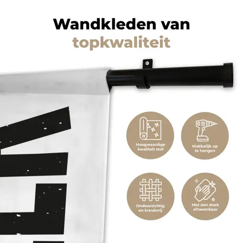Bier - Japandi - Decoratie - Zwart Wandkleed katoen klein -sfeer2