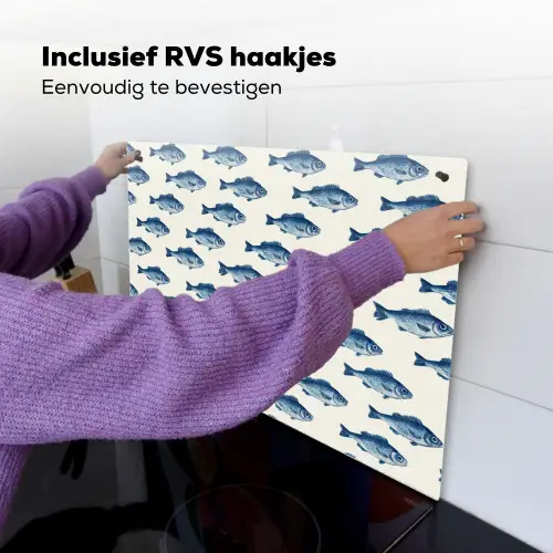 Vis - Patroon - Blauw Inductie beschemer met haakjes klein 777 -ky-ophangen-nl
